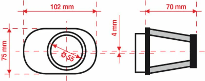 Filtro de aire BMC Tapered Offset-Left Ø55mm - FBPF55-70L