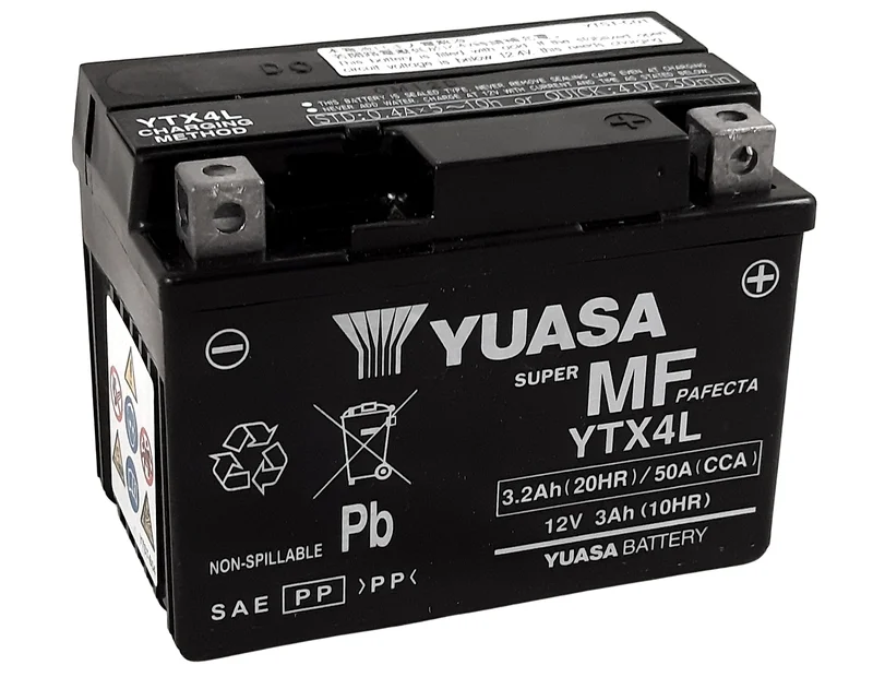Batería YUASA W/C activada de fábrica sin mantenimiento -  YTX4L (FA)
