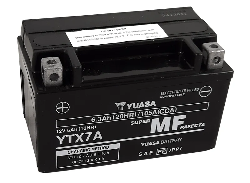 Batería YUASA W/C activada de fábrica sin mantenimiento -  YTX7A (FA)
