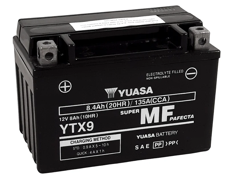 Batería YUASA W/C activada de fábrica sin mantenimiento -  YTX9 (FA)