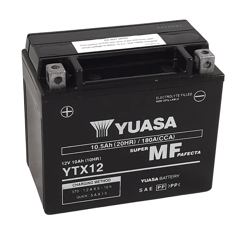 Batería YUASA W/C activada de fábrica sin mantenimiento -  YTX12 (FA)