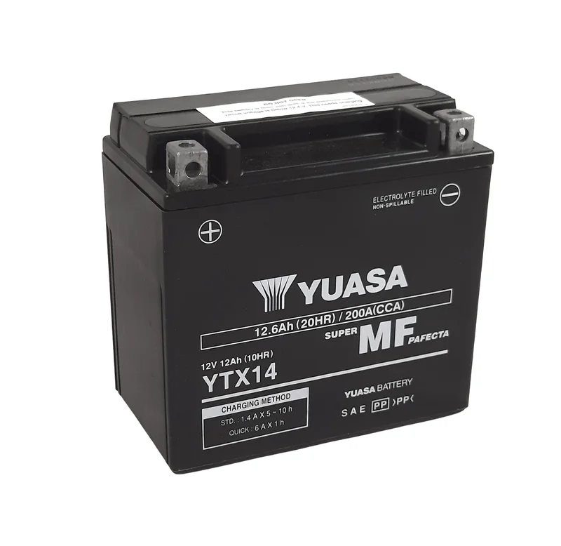 Batería YUASA W/C activada de fábrica sin mantenimiento -  YTX14 (FA)