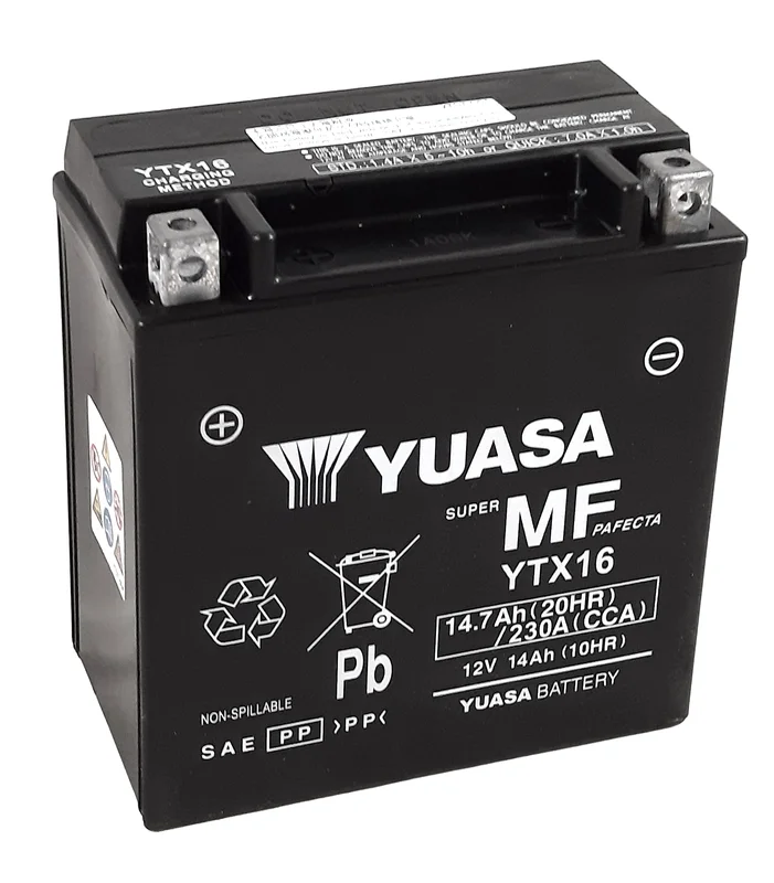 Batería YUASA W/C activada de fábrica sin mantenimiento -  YTX16 (FA)