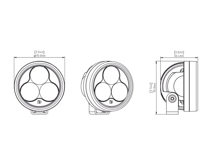 Faro auxiliar LED DENALI D3 TriOptic™ DataDim™