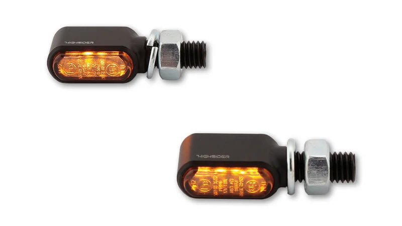 Intermitente LED HIGHSIDER pro Little Bronx - mecanizado CNC - homologado E - negro/ahumado - par