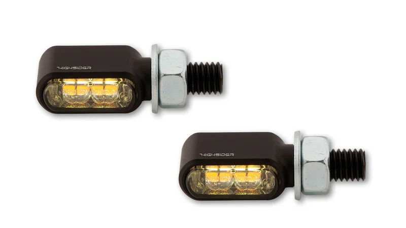 Intermitente/luz de posición LED HIGHSIDER pro Apollo Classic - 2en1 - homologado E - cromado/ahumado - Pareja