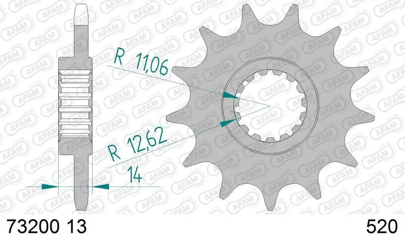 Piñón AFAM acero estándar 73200 - Paso 520