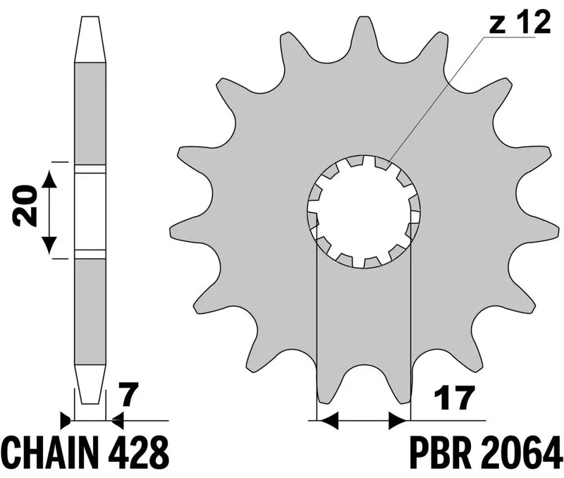 Piñón PBR acero estándar 2064 - Paso 428