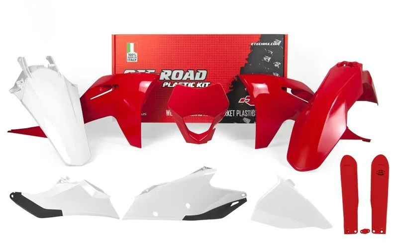 Kit de plástica RACETECH (7 piezas) - Rojo / Blanco