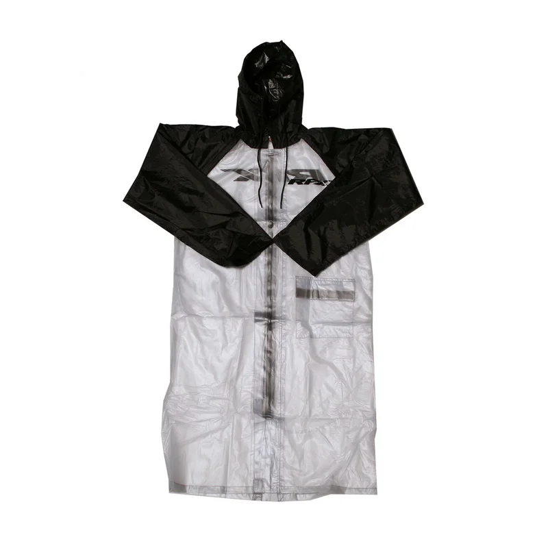 Impermeable RFX Race Series largo, talla adulto XL - transparente/negro