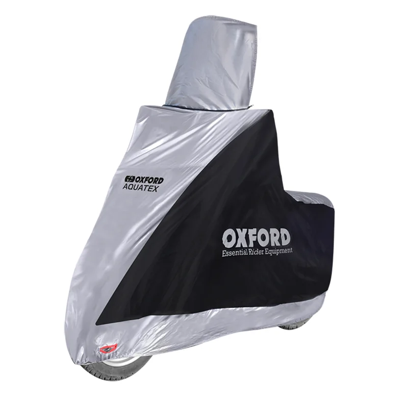 Funda de moto para exterior OXFORD Aquatex - Moto / Scooter con pantalla grande - Negro / Plata - S