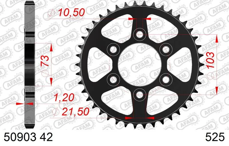 Corona AFAM acero estándar 50903 - Paso 525