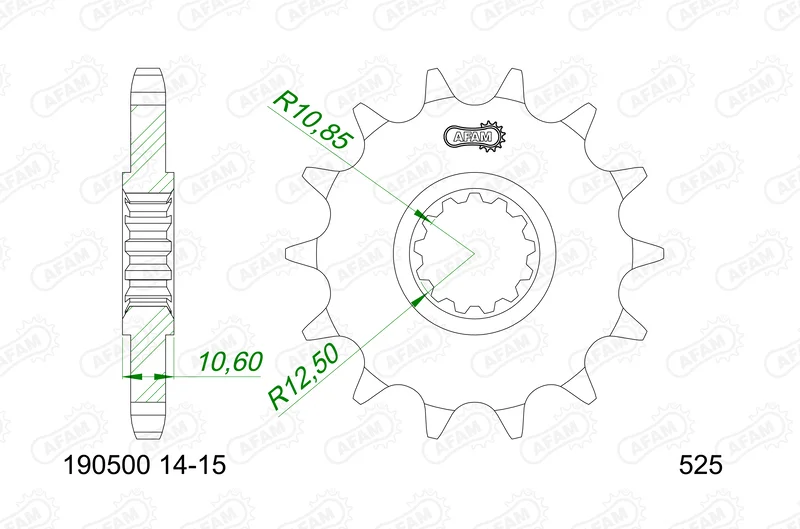Piñón AFAM acero estándar 190500