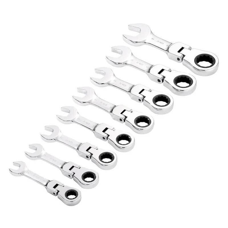 Juego de llaves combinadas métricas con carraca abatible DRAPER Hi-Torq® - 8 piezas