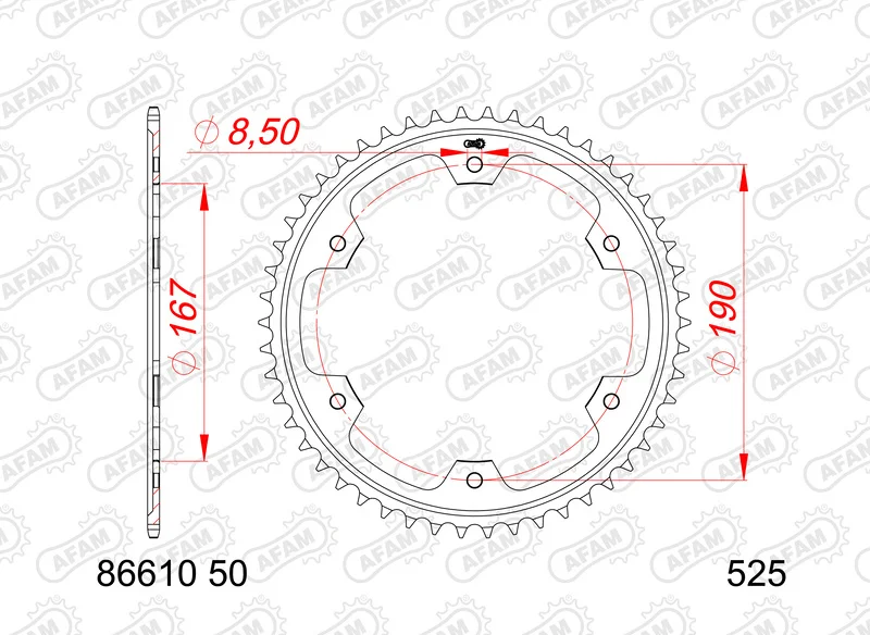 Corona AFAM acero estándar 86610 - Paso 525