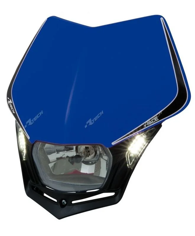 Careta con faro LED RACETECH V-Face - Negro / Azul