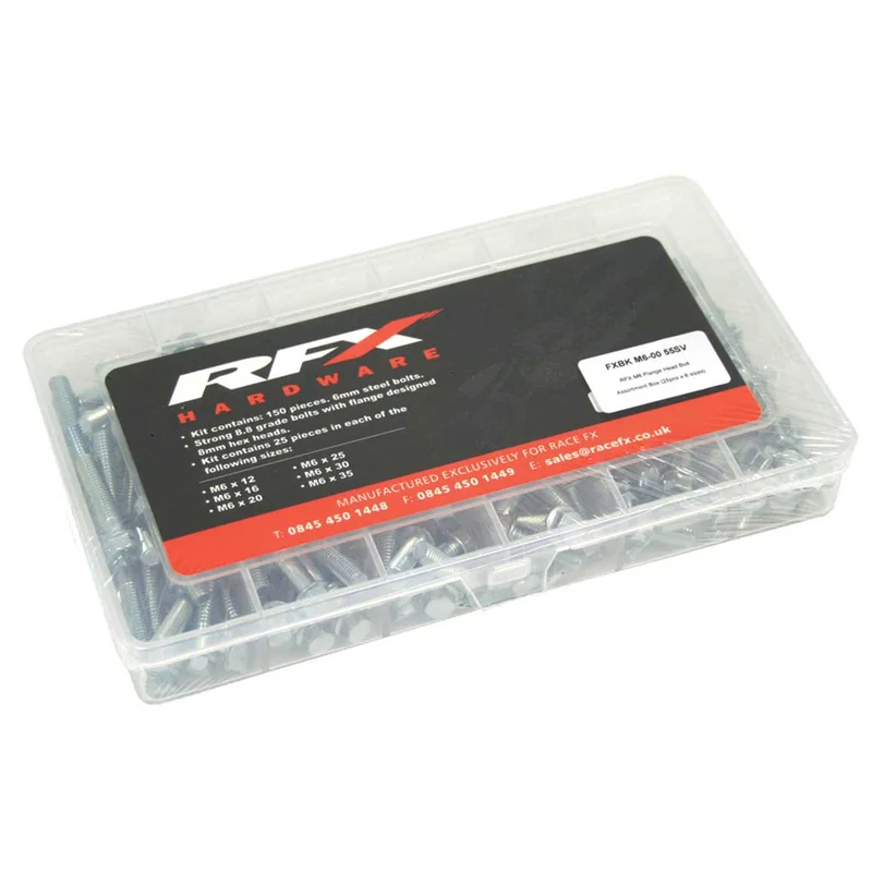 Surtido de tornillos con brida RFX cabeza hexagonal M6 - Paquete de 6 tamaños x 25