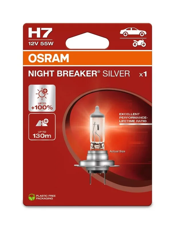 Lámpara OSRAM H7 Night Breaker Silver Laser Light 12V 60 / 55W PX26d - 1 ud