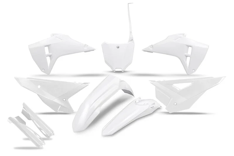 Kit de plástica UFO completo con protectores de horquilla - Blanco mate