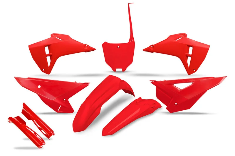 Kit de plástica UFO completo con protectores de horquilla - Rojo
