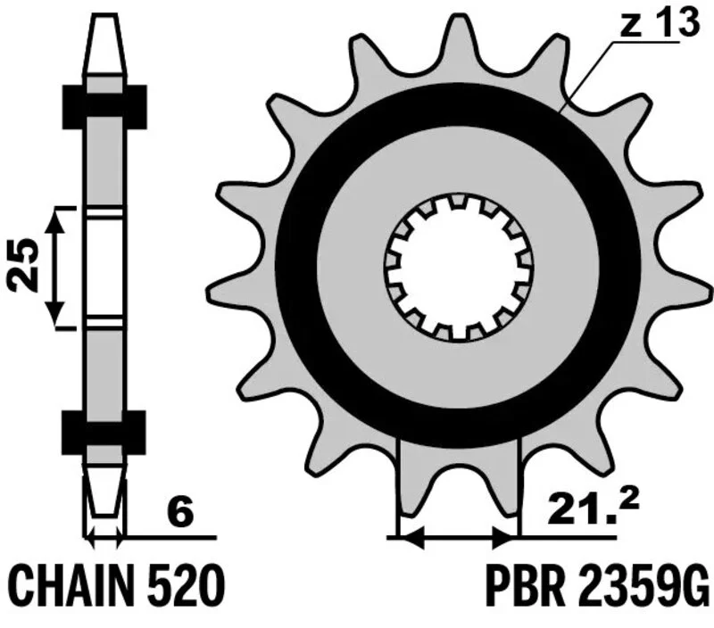 Piñón PBR acero con goma anti-ruido 2359G - Paso 520