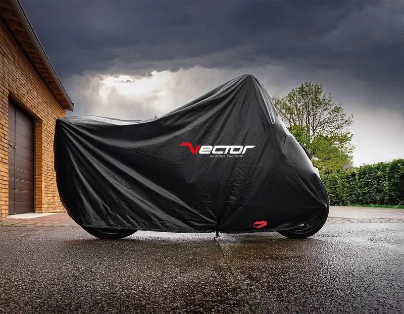 Funda de moto para exterior VECTOR Black Cotton para Moto/Scooter - Negro - M
