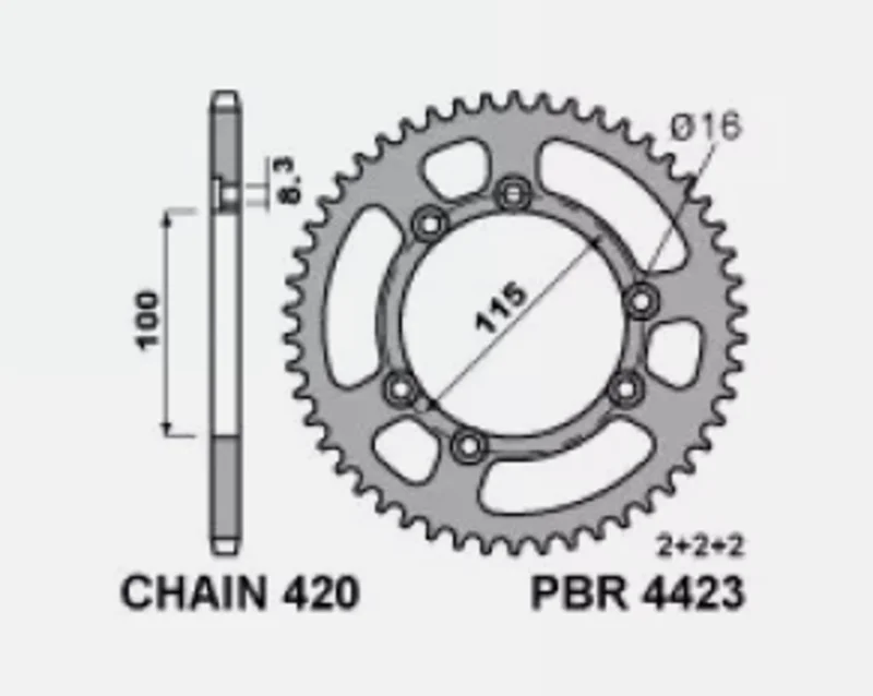 Corona PBR aluminio ultraligera 4423 - Paso 420