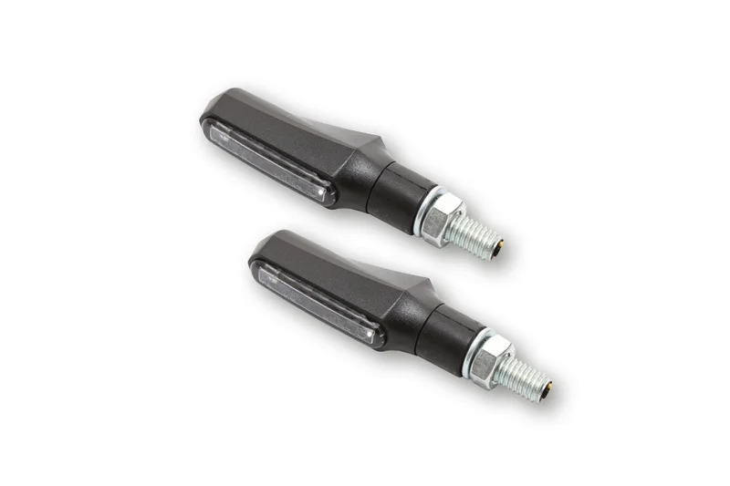 Piloto trasero/intermitente LED HIGHSIDER smart Shorty Fin 3in1 - cristal ahumado - homologado E - Pareja