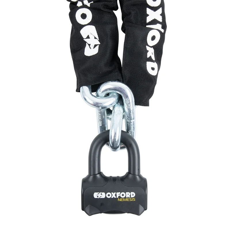 Candado de cadena OXFORD Nemesis de 16 mm con cadena de 1,2 m - Certificado ART4 / Sold Secure Gold