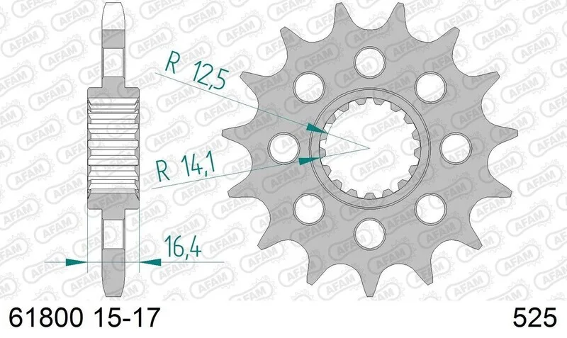 Piñón AFAM acero con goma anti-ruido 61800 - 525