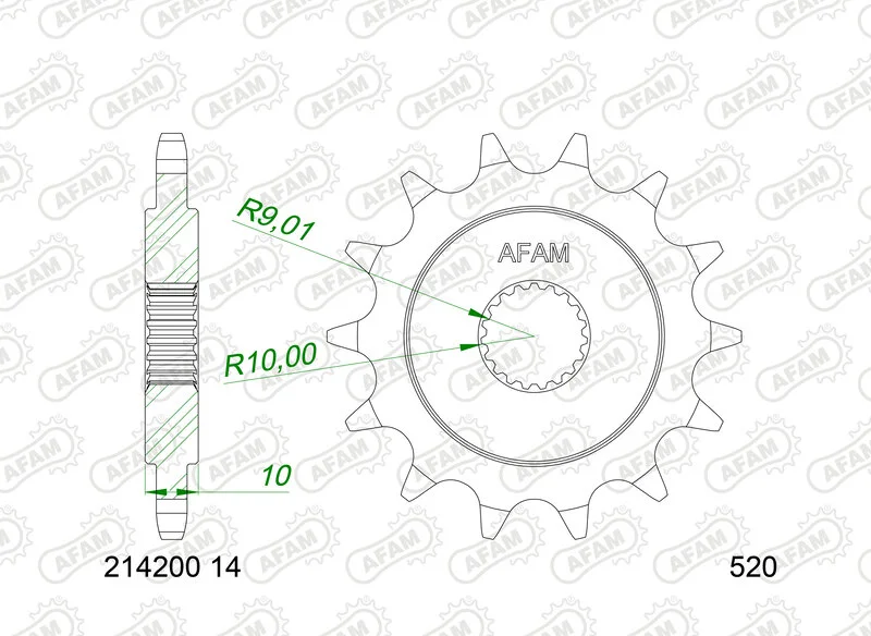 Piñón AFAM acero estándar 214200 - 520