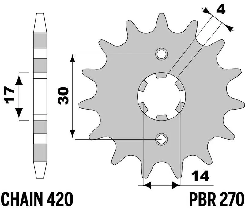 Piñón PBR acero estándar 270 - Paso 420