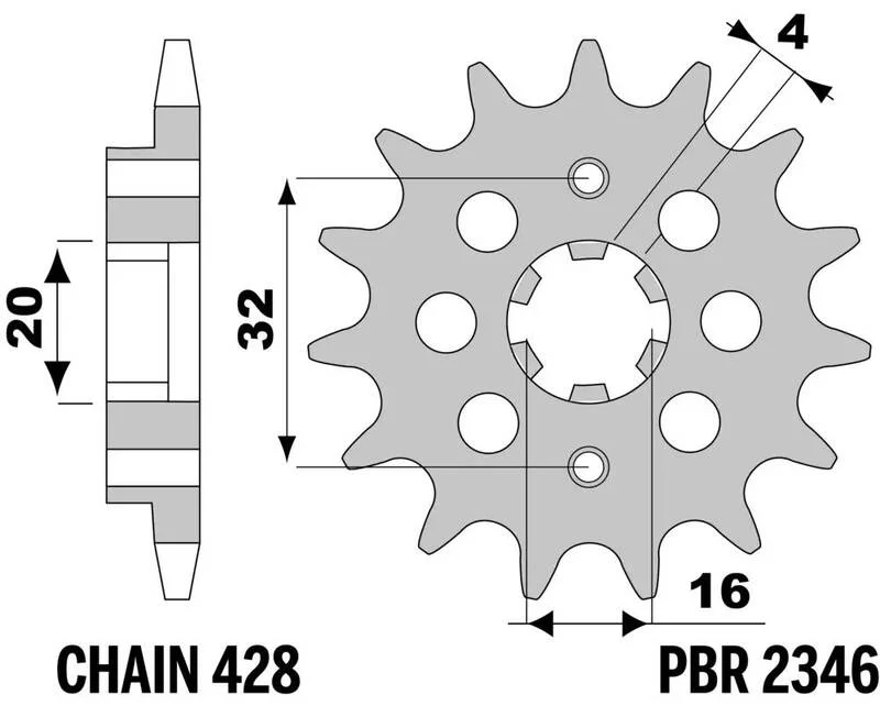 Piñón PBR acero estándar 2346 - Paso 428