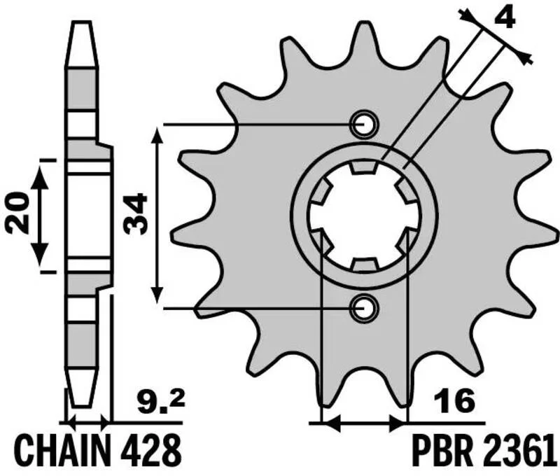 Piñón PBR acero estándar 2361 - Paso 428