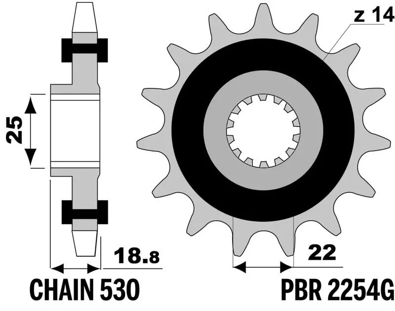 Piñón PBR acero estándar 2254G - 530