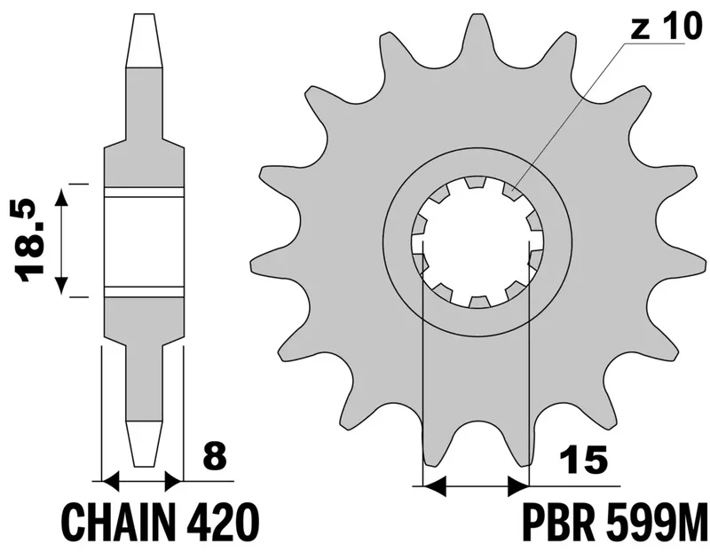 Piñón PBR acero estándar 599M - 420