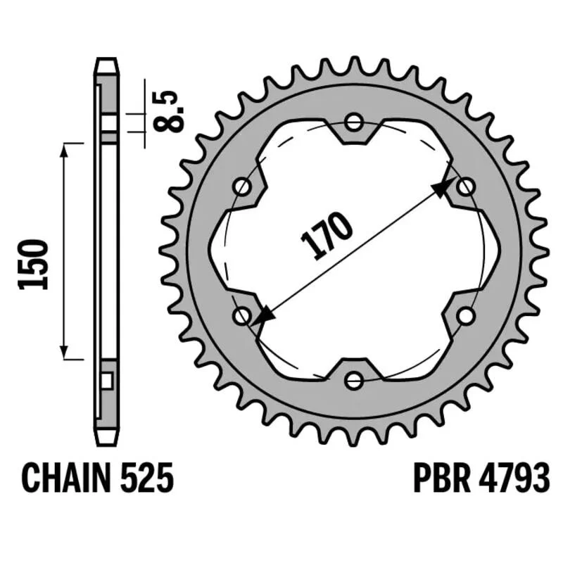 Corona PBR acero C45 estándar - 520