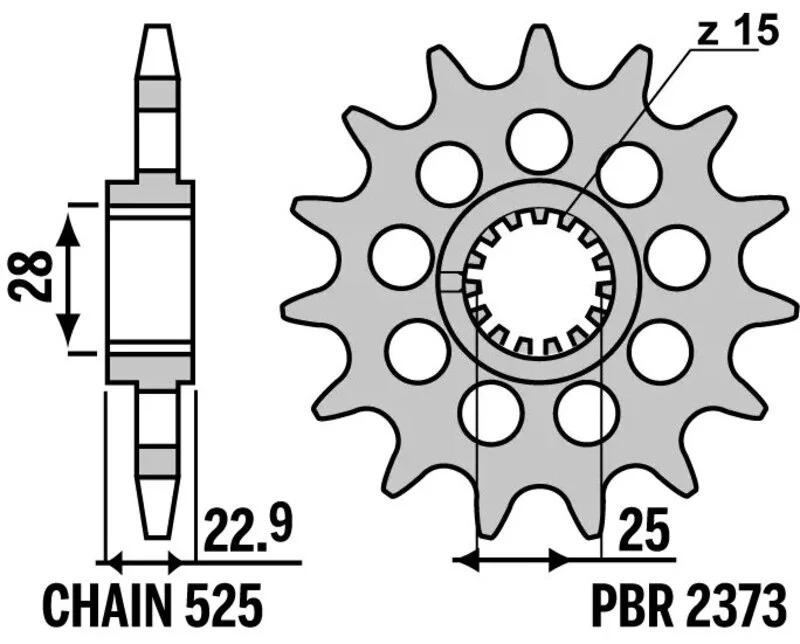 Piñón PBR acero estándar 2373 - 525