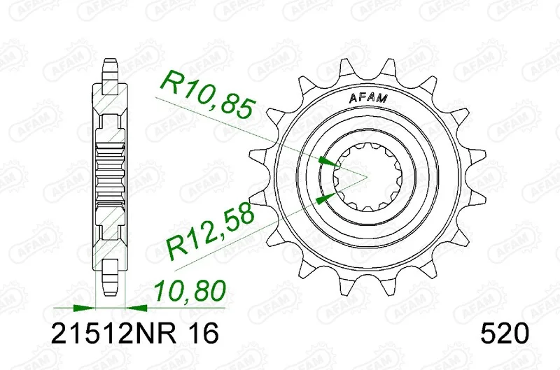 Piñón AFAM acero con goma anti-ruido 21512NR - 520
