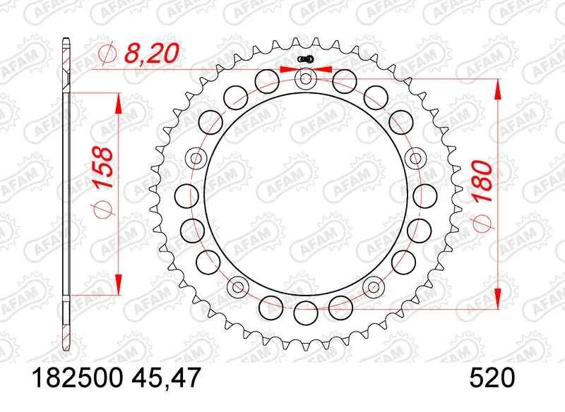 Corona AFAM acero estándar 16606 - Paso 520