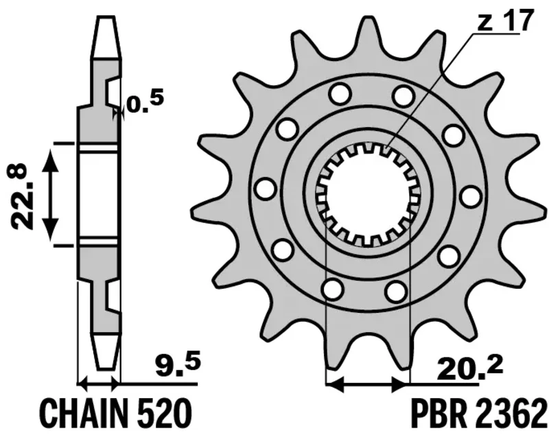 Piñón PBR acero estándar 2362 - 520