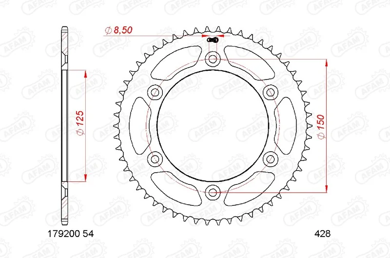 Corona AFAM acero estándar 10201 - Paso 428