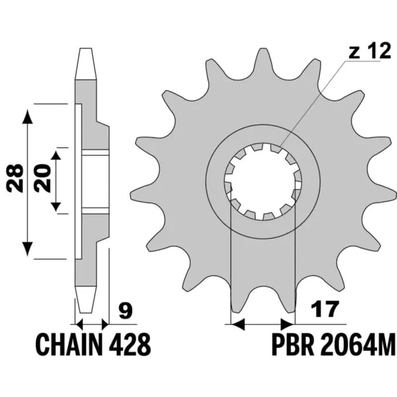 Piñón PBR acero estándar - 428