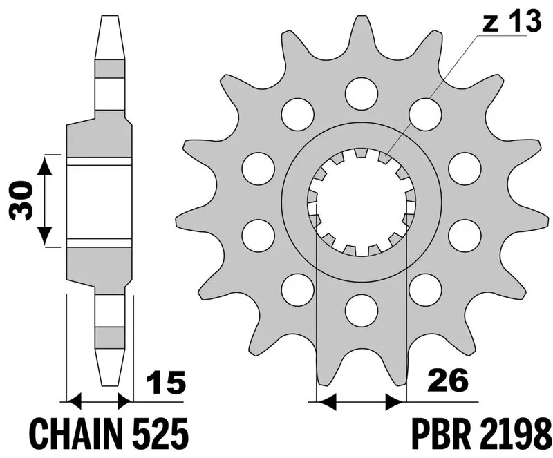 Piñón PBR acero estánda 2198G - 525