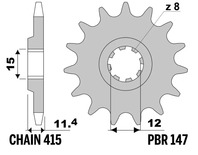 Piñón PBR acero estándar - 415