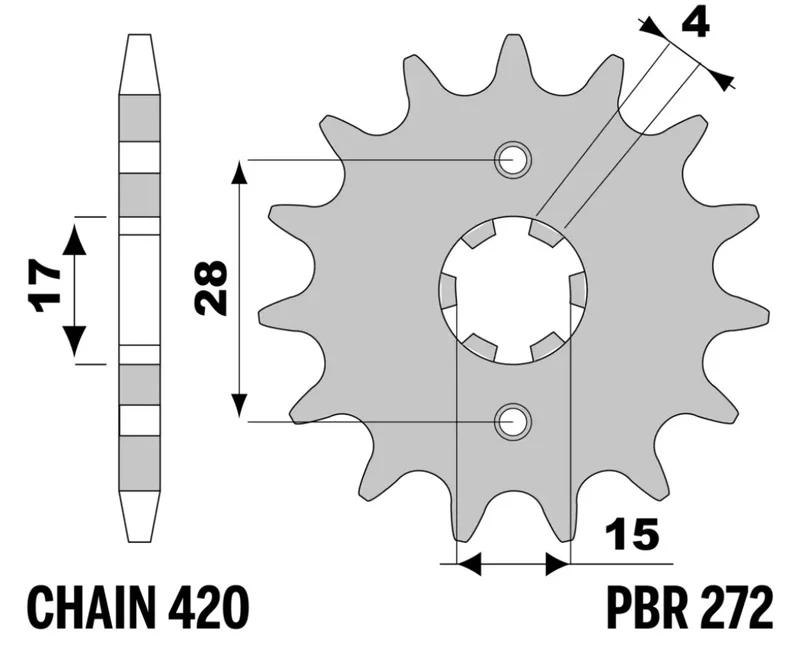 Piñón PBR acero estándar - 420