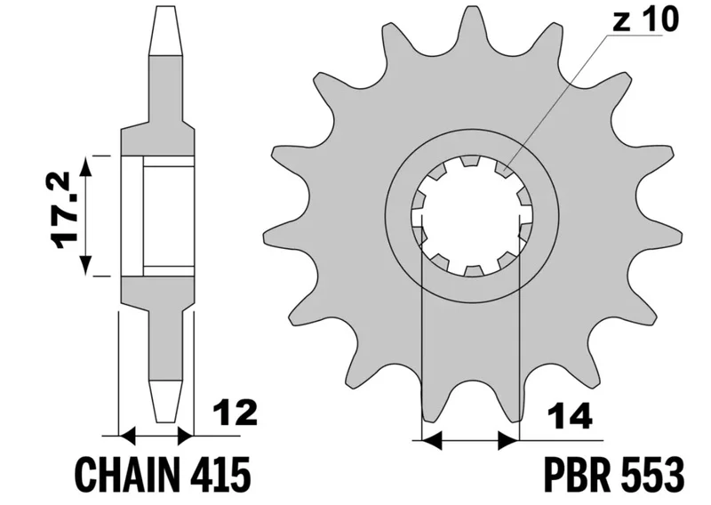 Piñón PBR acero estándar - 415