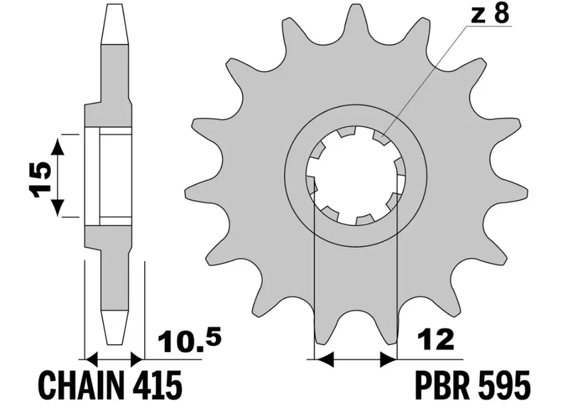 Piñón PBR acero estándar - 415
