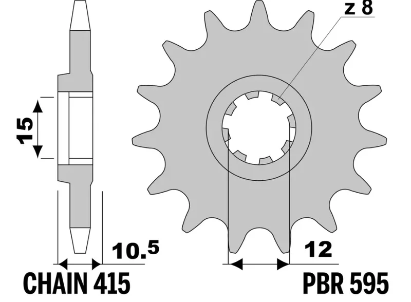 Piñón PBR acero estándar - 415