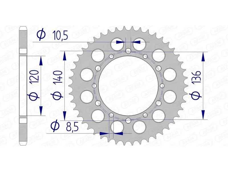 Corona AFAM aluminio 17404K - Paso 520
